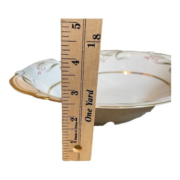 Seyei Bowl Serving Porcelain White Gold Trim Flowers Oval Nagoya Japan 10.5" - Picture 9 of 10